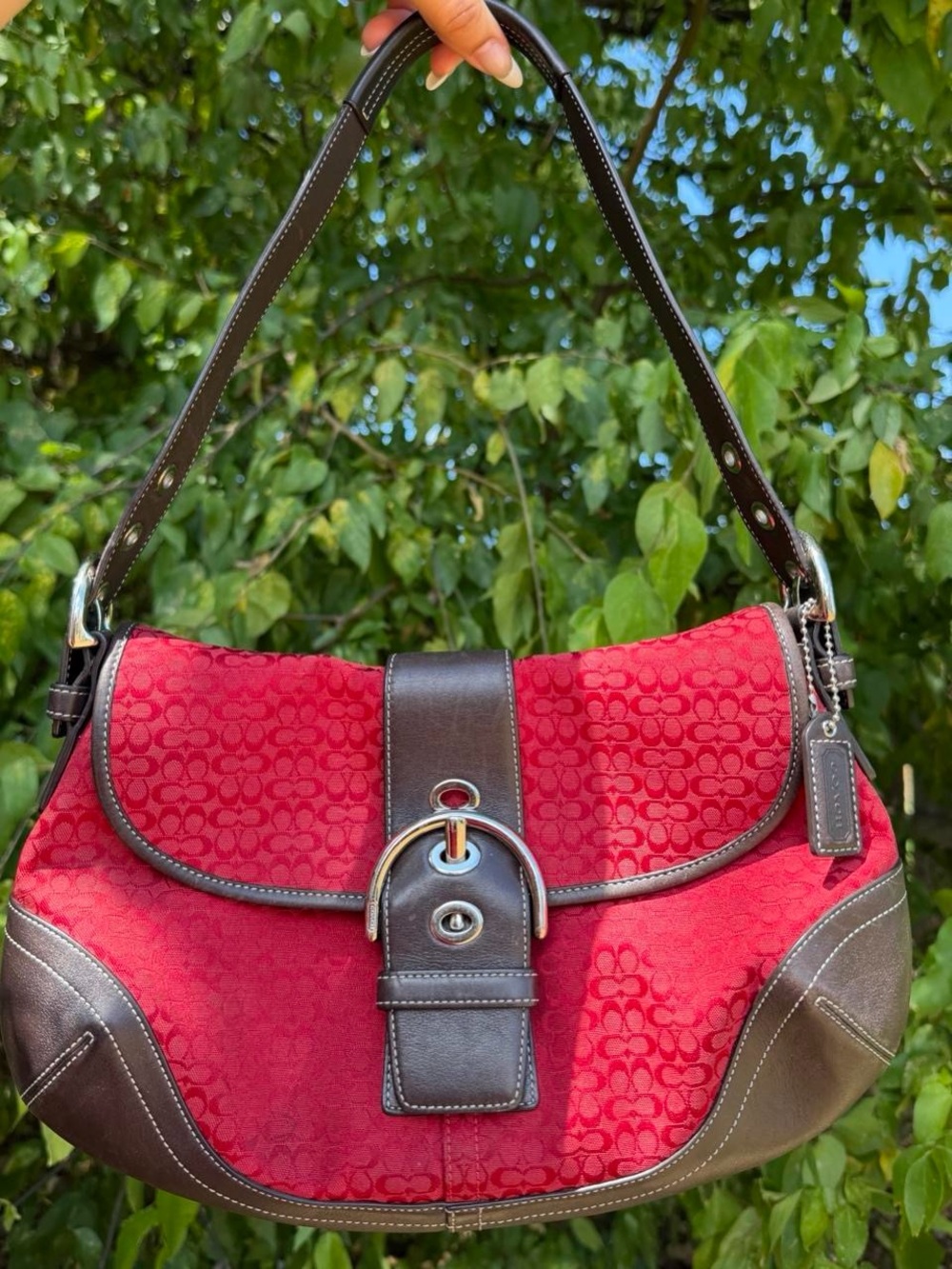 Coach soho red and brown